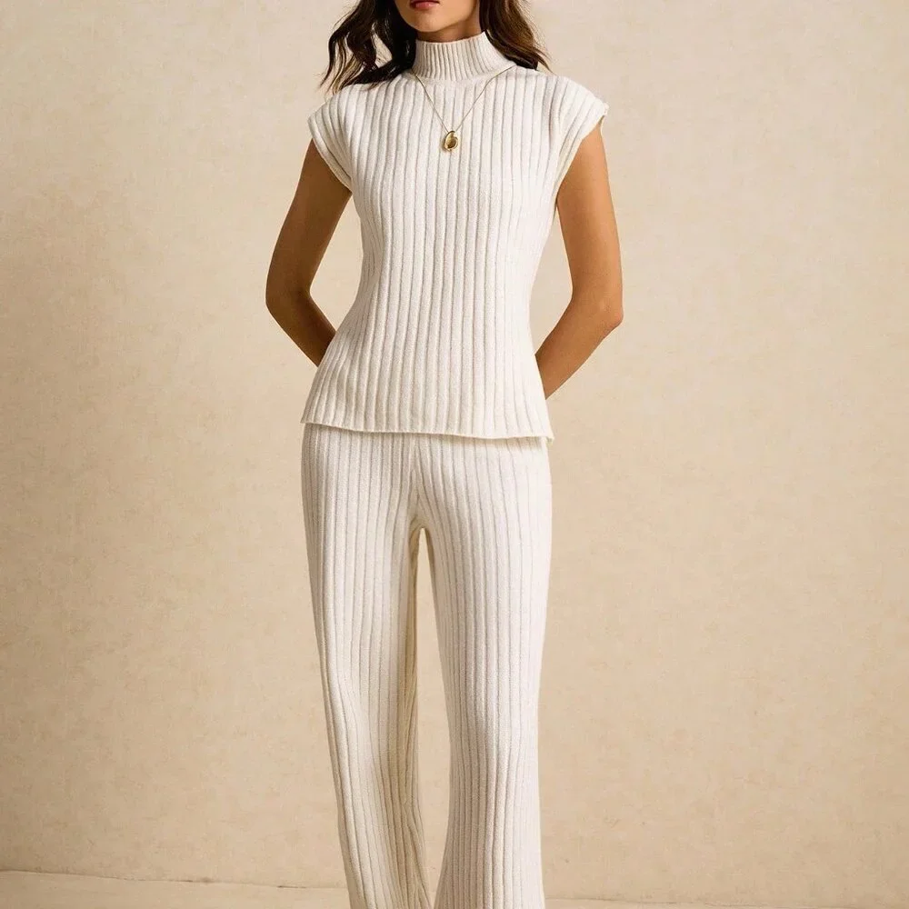 Apricot Casual Women's Turtleneck Knit Sweater Set